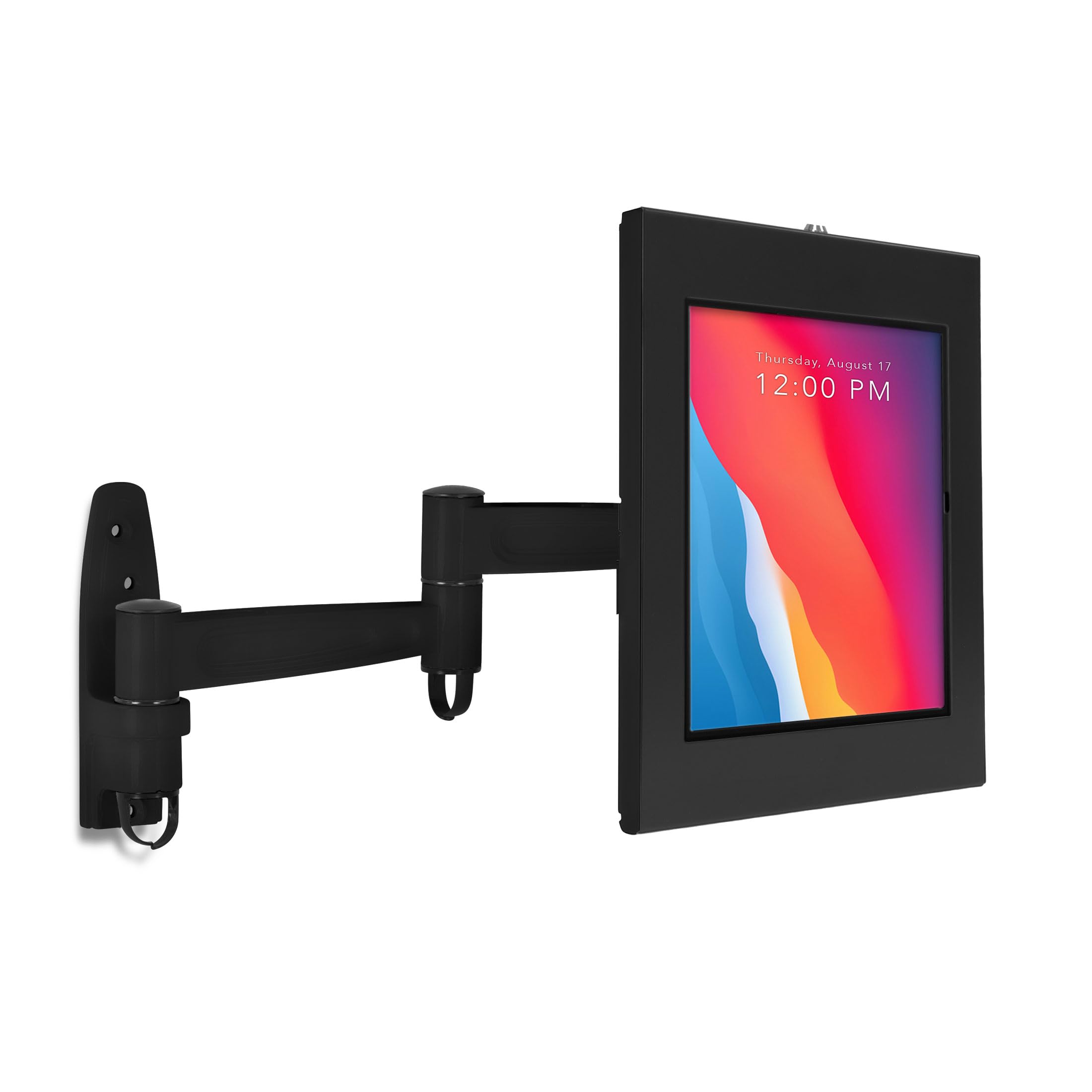Mount-It! Anti-Theft Tablet Wall Mount with Swing Arm for iPad, iPad Air, iPad Pro | Lockable, Tamper-Proof Design, Full Motion Tilt, Swivel, Rotation, VESA 75x75 for Office, Retail, Black