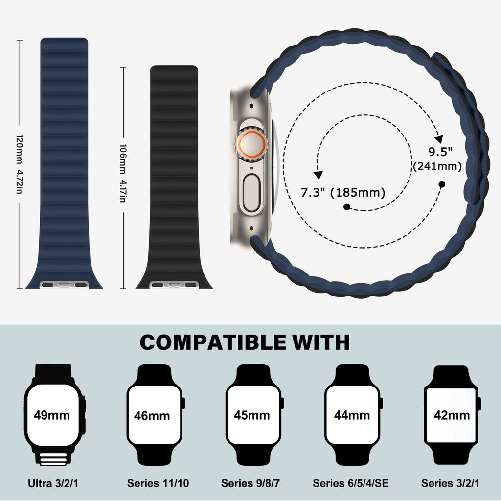 Bisikor Compatible with Apple Watch Band 49 46 45 44 42 41 40 38mm, Double Sided Wearable Silicone Magnetic Strap for iWatch Ultra SE Series 11 10 9 8 7 6 5 4 3 2 1 (38/40/41/42, Beige/Gray)
