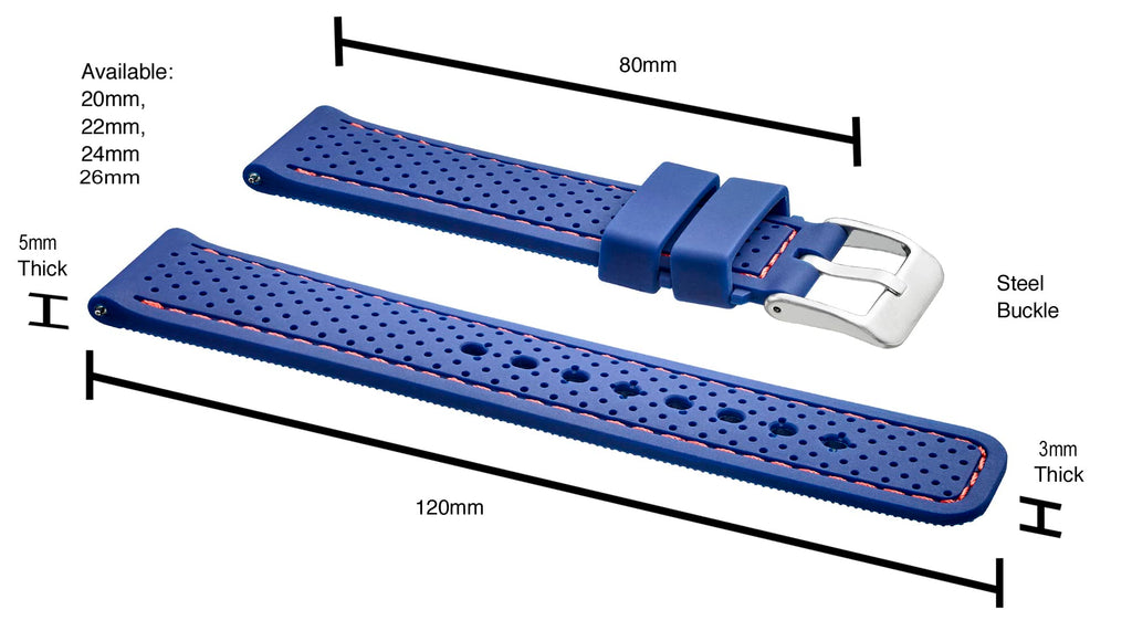 ALPINE Sporty Premium Soft Silicone Adjustable Watch Band - Replacement Rubber Watch Bands for Women & Men - Waterproof Quick Release Watch Straps - Compatible with Regular & Smart Watch Bands