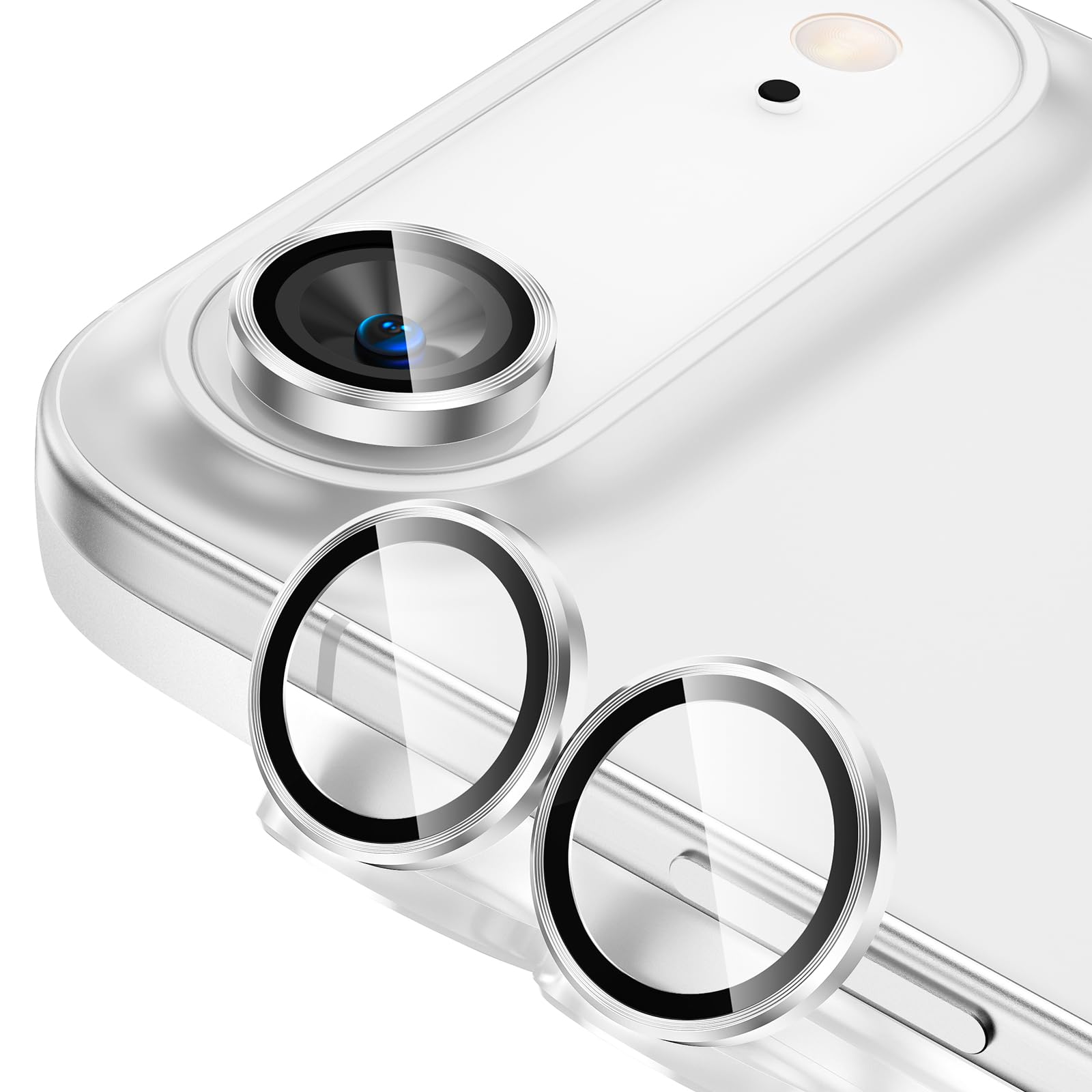 Tensea for iPhone 13 mini/iPhone 13 Camera Lens Protector, 9H Tempered Glass Camera Cover Screen Protector Metal Individual Ring for iPhone 13mini 5.4 inch /13 6.1 inch