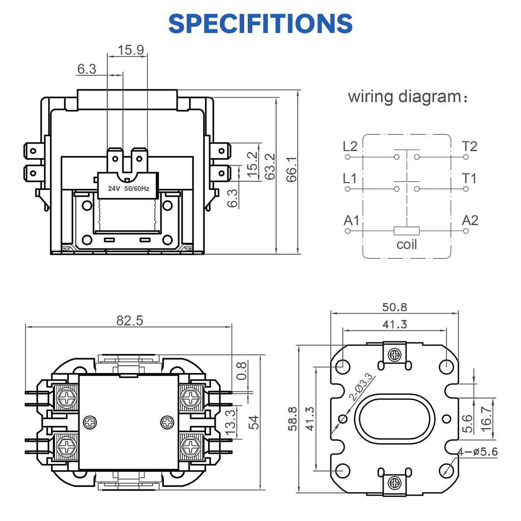 BOJACK 2 Poles FLA 30 Amp Coil 24 VAC Air Conditioner Condenser Compressor Contactor Motor Definite Purpose AC Contactor