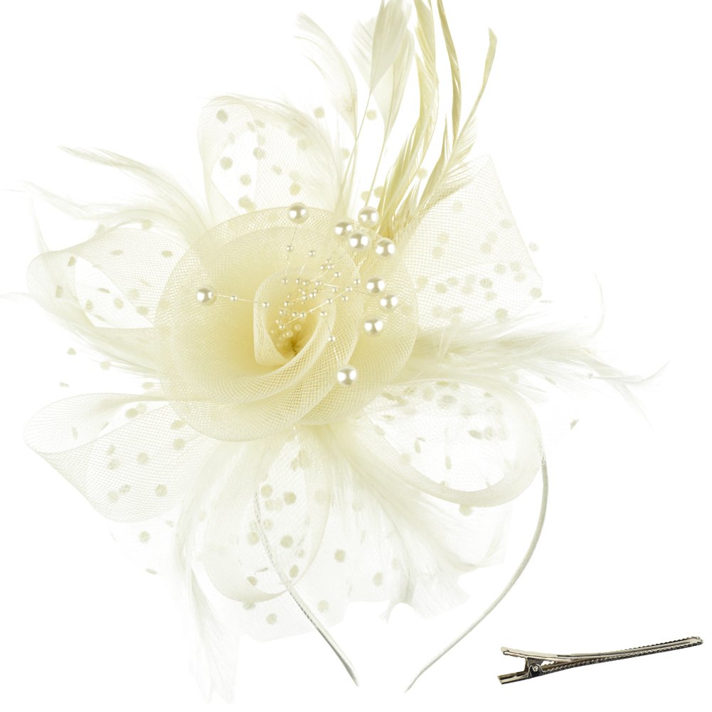 AQOKKA Women Fascinators Hats Flower Fascinators with Headband and Clip Tea Party Headwear for Women and Girls