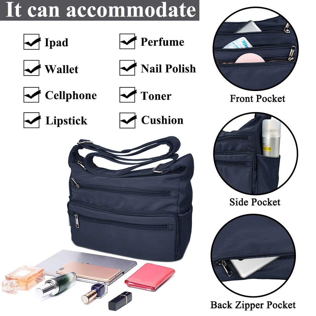 VOLGANIK ROCK RFID Purses for Women Fabric Nylon Multi Pocket Crossbody Bag Ladies Travel Handbag