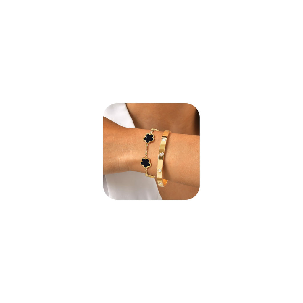 MPRAINBOW Womens Stackable Gold Bracelets Jewelry, 18K Gold Plated Floral Bangles Non Tarnish, Gold Cubic Zirconia Chain Set Trendy Gift,Christmas Valentines Birthday Gifts for Girlfriend