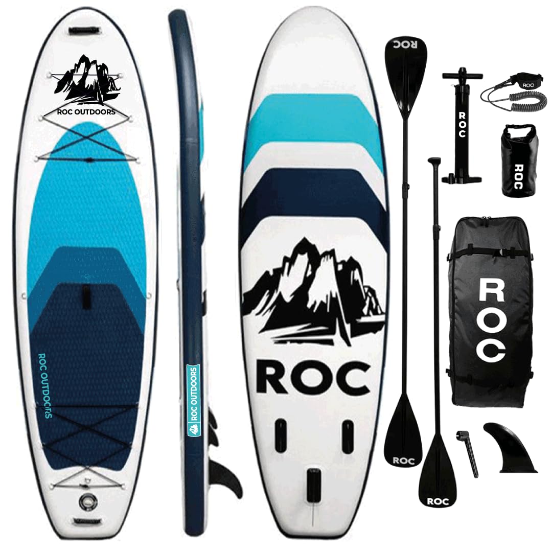 Roc Inflatable Stand Up Paddle Board 10' 6" with Premium SUP Paddle Board Accessories, Wide Stable Design, Non-Slip Comfort Deck for Youth & Adults