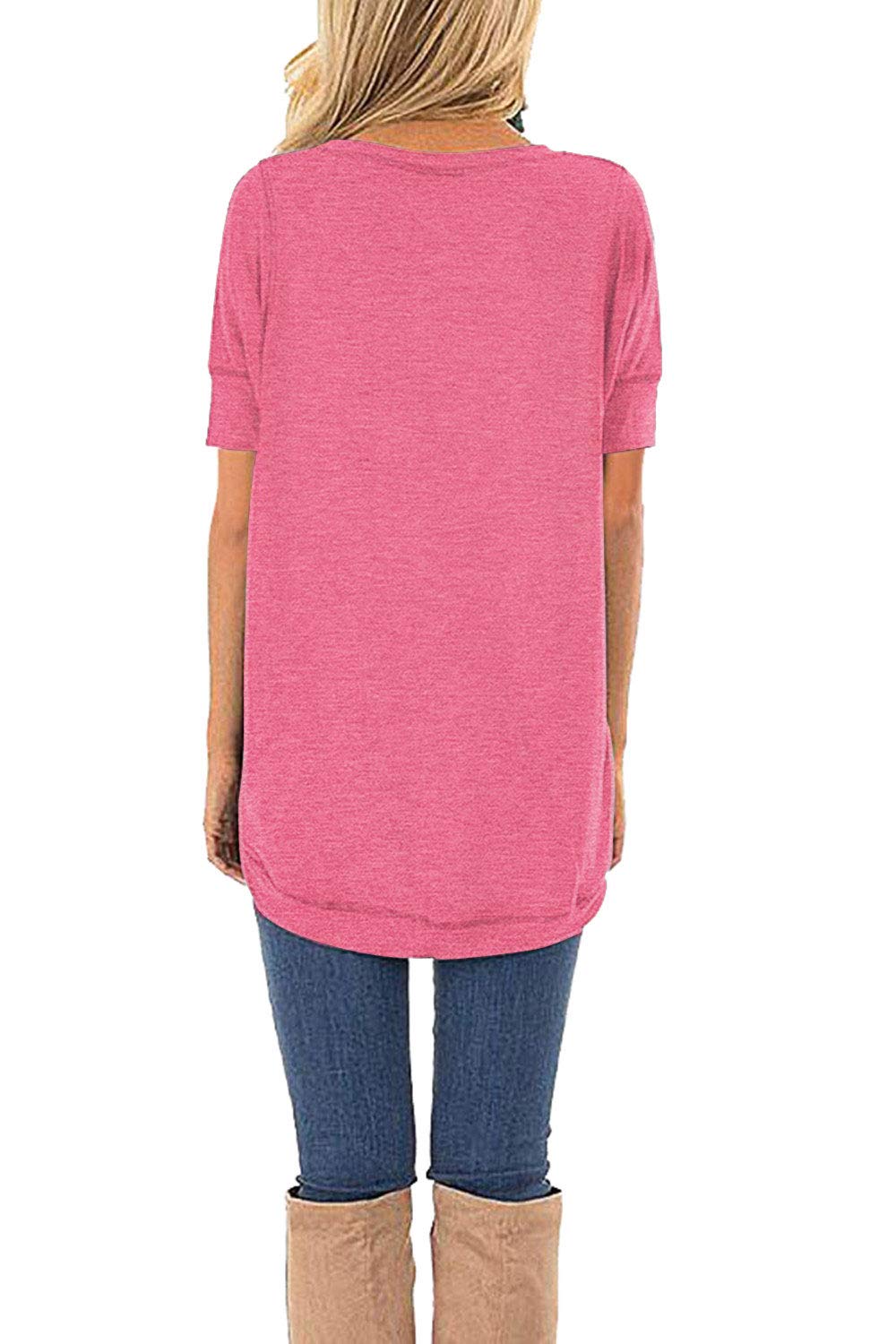 JomeDesign Summer Tops for Women Short Sleeve Side Split Casual Loose Tunic Top