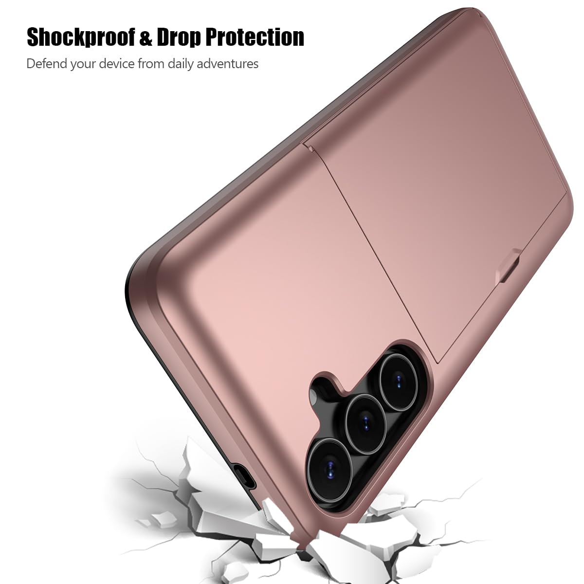 Nvollnoe for Samsung Galaxy S25 Case with Card Holder Dual Layer Heavy Duty Protective Case Hidden Card Slot Slim Wallet Cover for Samsung S25 6.2''(Black)