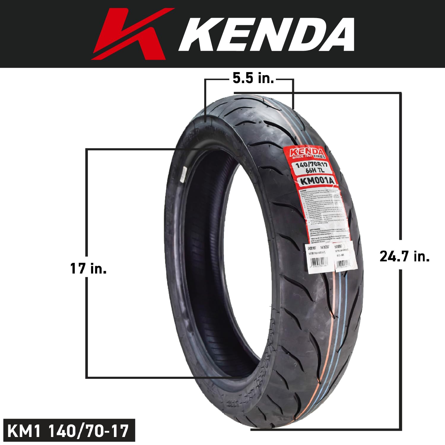 Kenda KM1 (KM001) 110/70R17 Front Tire for Sport Touring Motorcycle 54H - Radial Tire with High-Speed Stability & Excellent Wet Grip w/Keychain (110/70-17)
