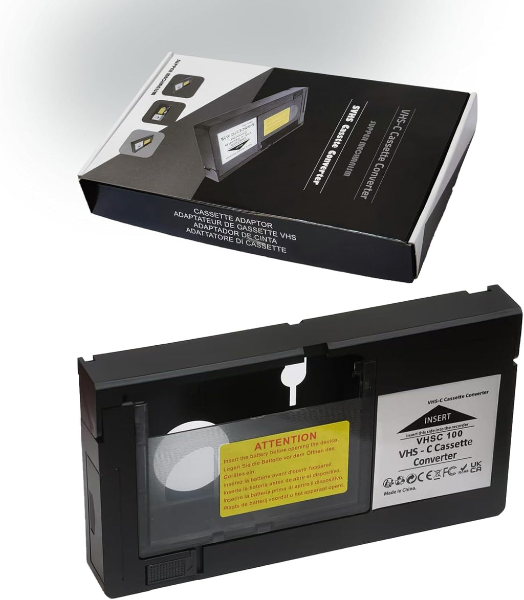 VHS-C Tape Cassette Adapter for Camcorders Motorized VHS VHS-C to VHS – Ideal for VCR Player, Video Cassette Player and VHS to Digital Converting