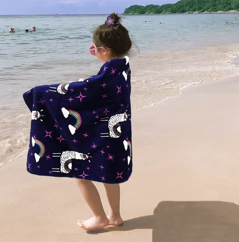 Kids Beach Towel Velour Terry Blanket Throw 100% Cotton Super Soft Absorbent 25.5X51 inches for Bath Swimming Sports Camping Holiday Picnic, Bus Coconut Parasol Lounge Audio Player.