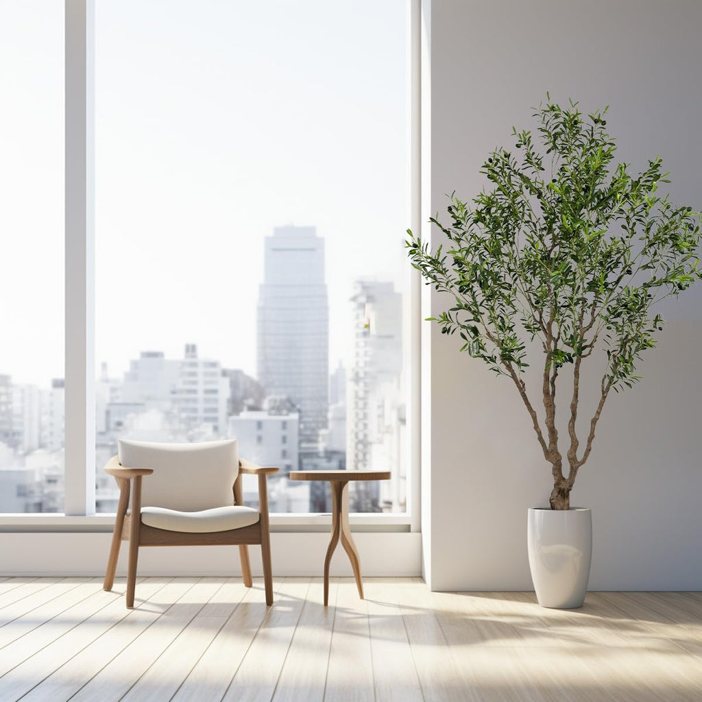 Artificial Olive Tree 7ft(82in,2200+Uv Protection Leaf) Tall,Faux Olive Tree Indoor Artificial Tree for Modern Home Office Living Room Floor Decor Indoor