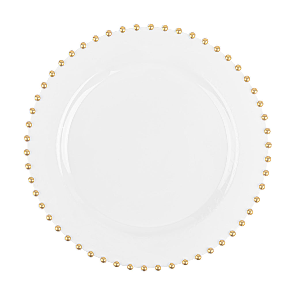 PLASTICPRO 32 Piece Combo Plastic Dinner Plates Disposable Plastic Fancy Heavy Duty Party Dishes 7 inch and 10 inch, Black and Gold Beaded