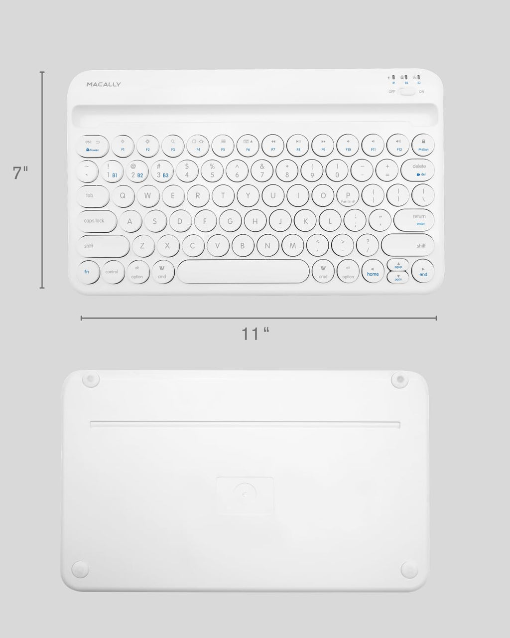 Macally Bluetooth Keyboard for Tablet | Wireless Keyboard for iPad mini/Air/Mini, iPhone (Multi-Device, Built-in Stand, Rechargeable) Easy to Use and Cute Portable