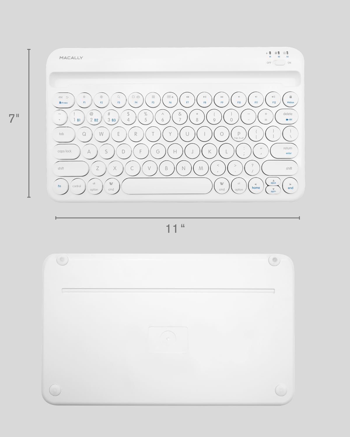 Macally Bluetooth Keyboard for Tablet | Wireless Keyboard for iPad mini/Air/Mini, iPhone (Multi-Device, Built-in Stand, Rechargeable) Easy to Use and Cute Portable
