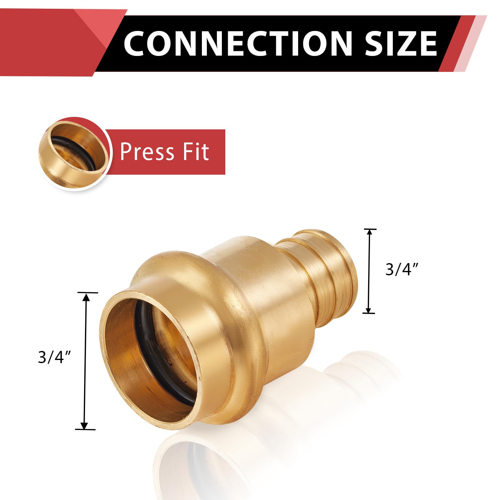 (Pack of 2) EFIELD 1" Copper Press X 1" PEX Crimp Coupling Brass Adapters For Copper and Pex Pipe Connection,(PEX1807388-2PCS)