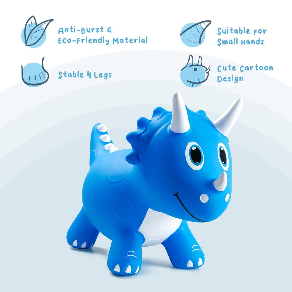 Kids Dinosaur Bouncy Animal Toys, Inflatable Triceratops Bouncer, Ride on Bounce Hopper, Indoor Outdoor Activity Birthday Gift for 18 Months 2 3 4 Years Old Boys
