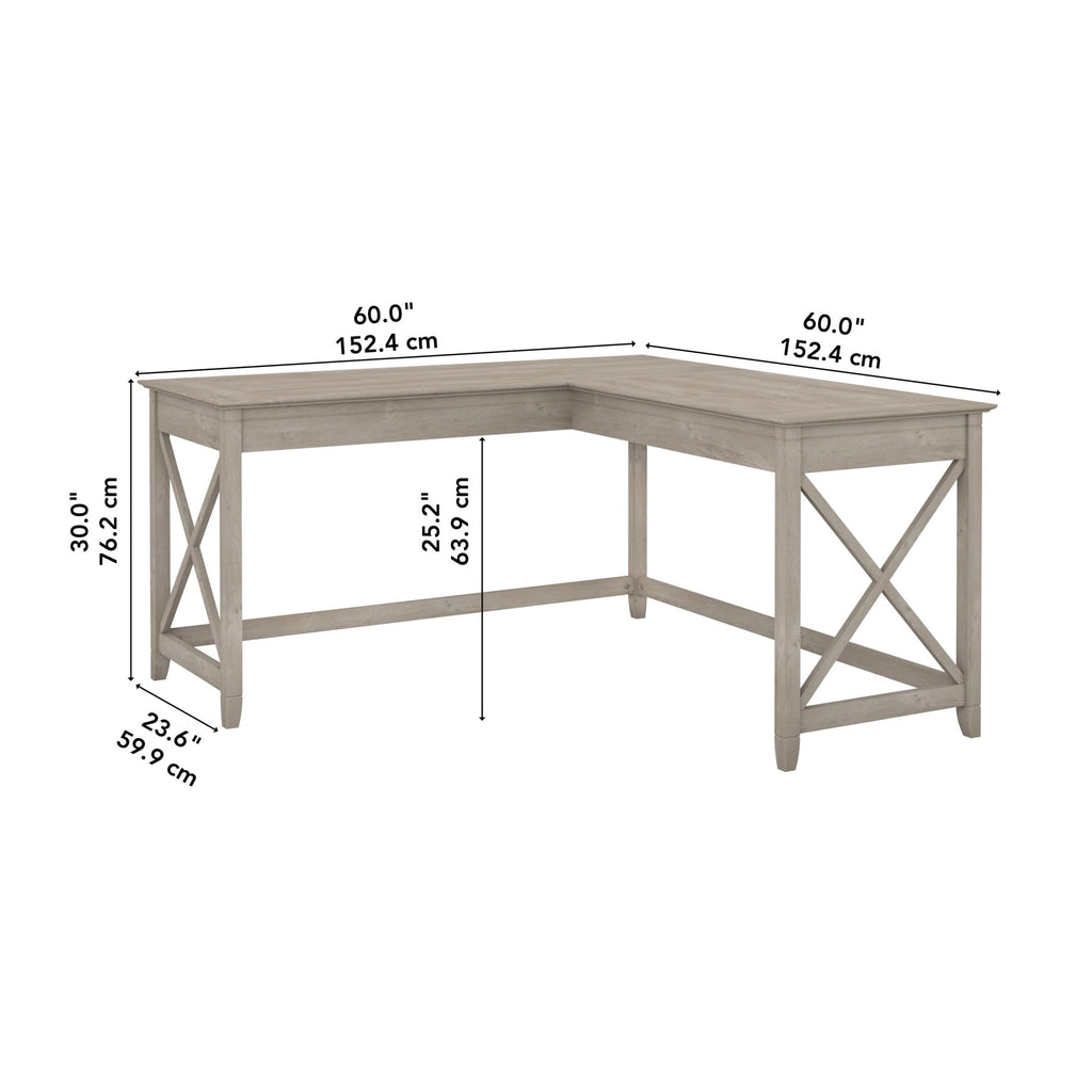 Bush Home Key West 60W Modern Farmhouse L Shaped Desk in Bing Cherry, 60-Inch Corner Computer Table for Home Office Workspace