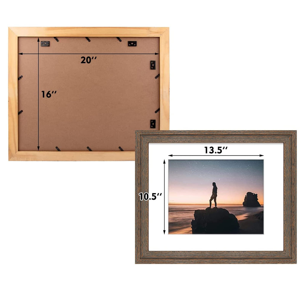 Golden State Art, 13x19 Picture Frame - Displays 11x17 Photo with Mat or 13x19 Without Mat, Wide Moulding Solid Wood Frame for Wall Display, Black