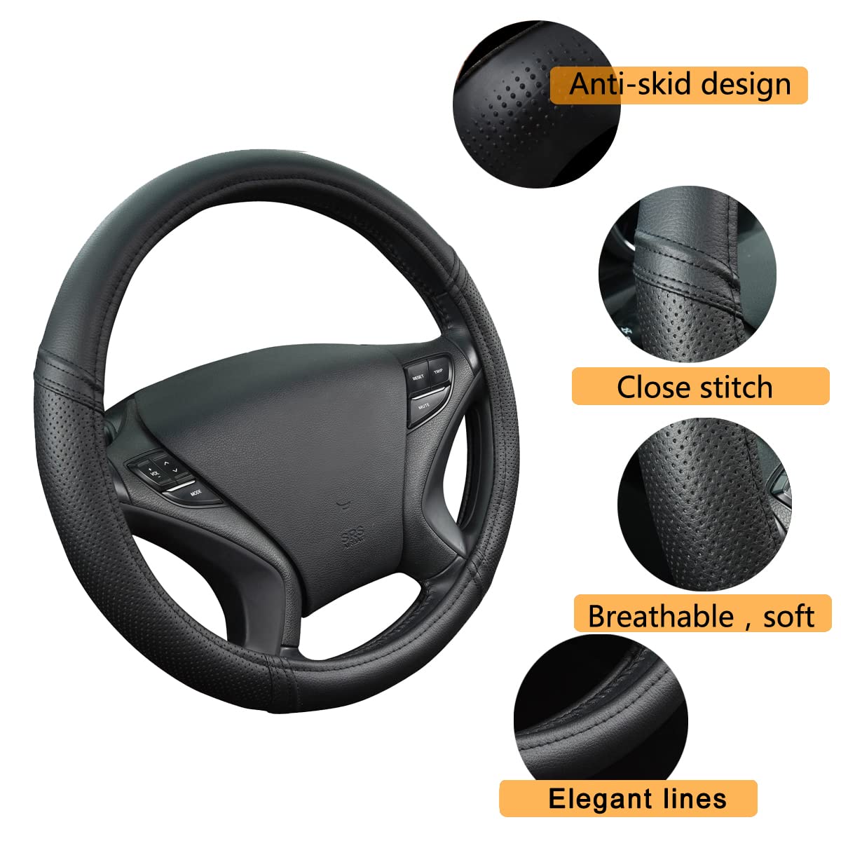 CAR PASS Beige Leather & Waterproof Car Carpet Floor Mats, Universal Car Mats Fit for SUV,Vans,sedans, Trucks,Set of 4pcs Car Carpet with Anti-Slip nibbs Driver Heel Pad (All Beige)