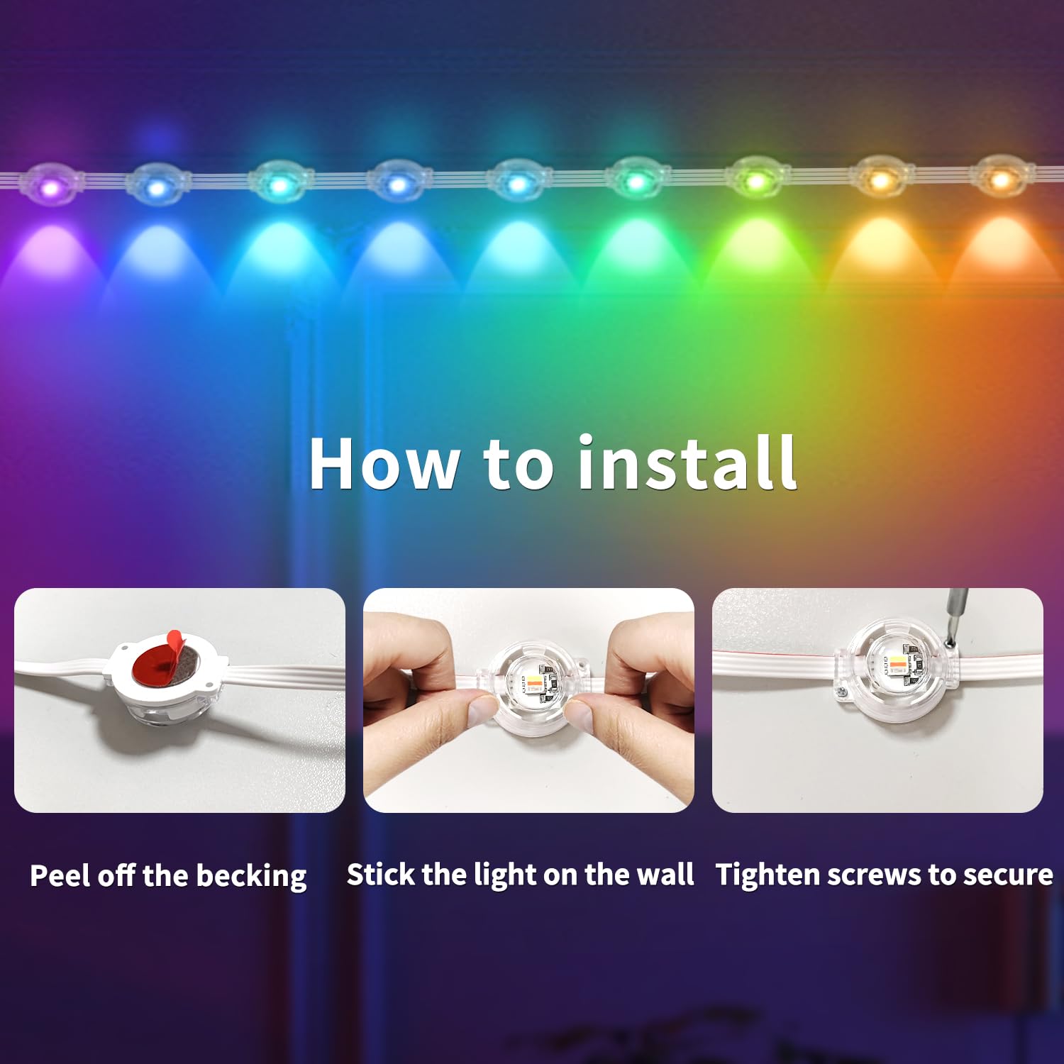Yocrostar Permanent Outdoor Light,60ft RGB Eave Lights with App Control Remote,IP67 Waterproof LED Lights,Music Sync Outside Light for House,Halloween,Roof,Garden,Christmas Decorations