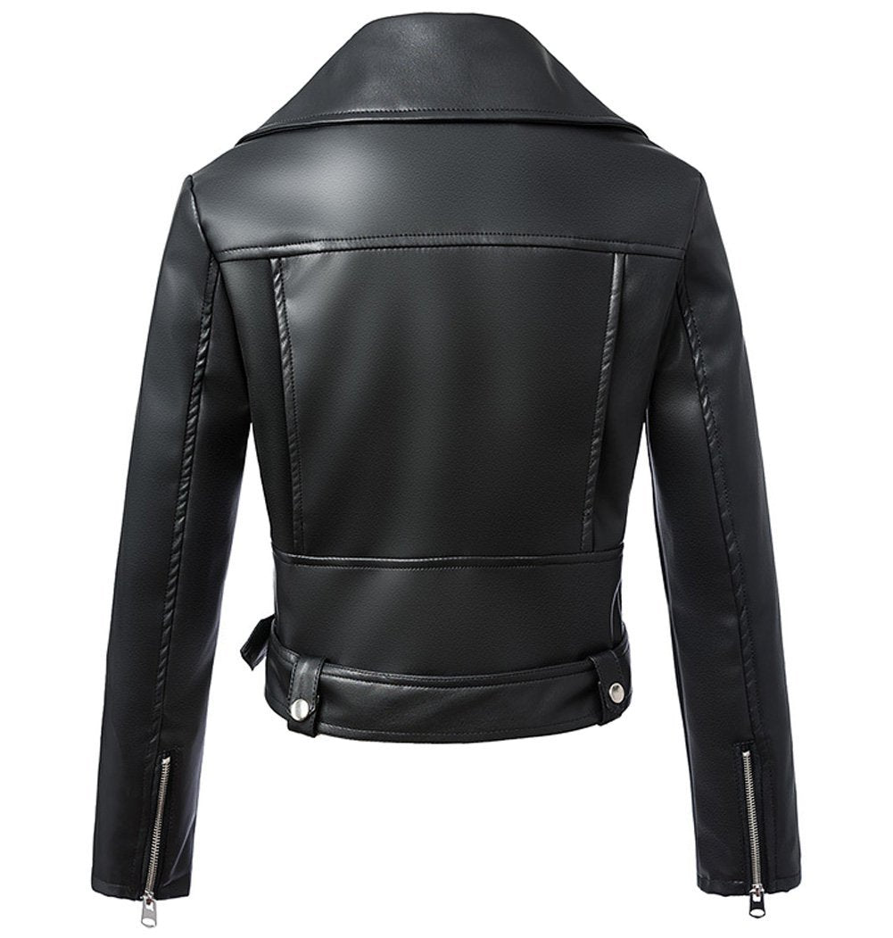 Tanming Women's Faux Leather Moto Biker Short Coat Jacket