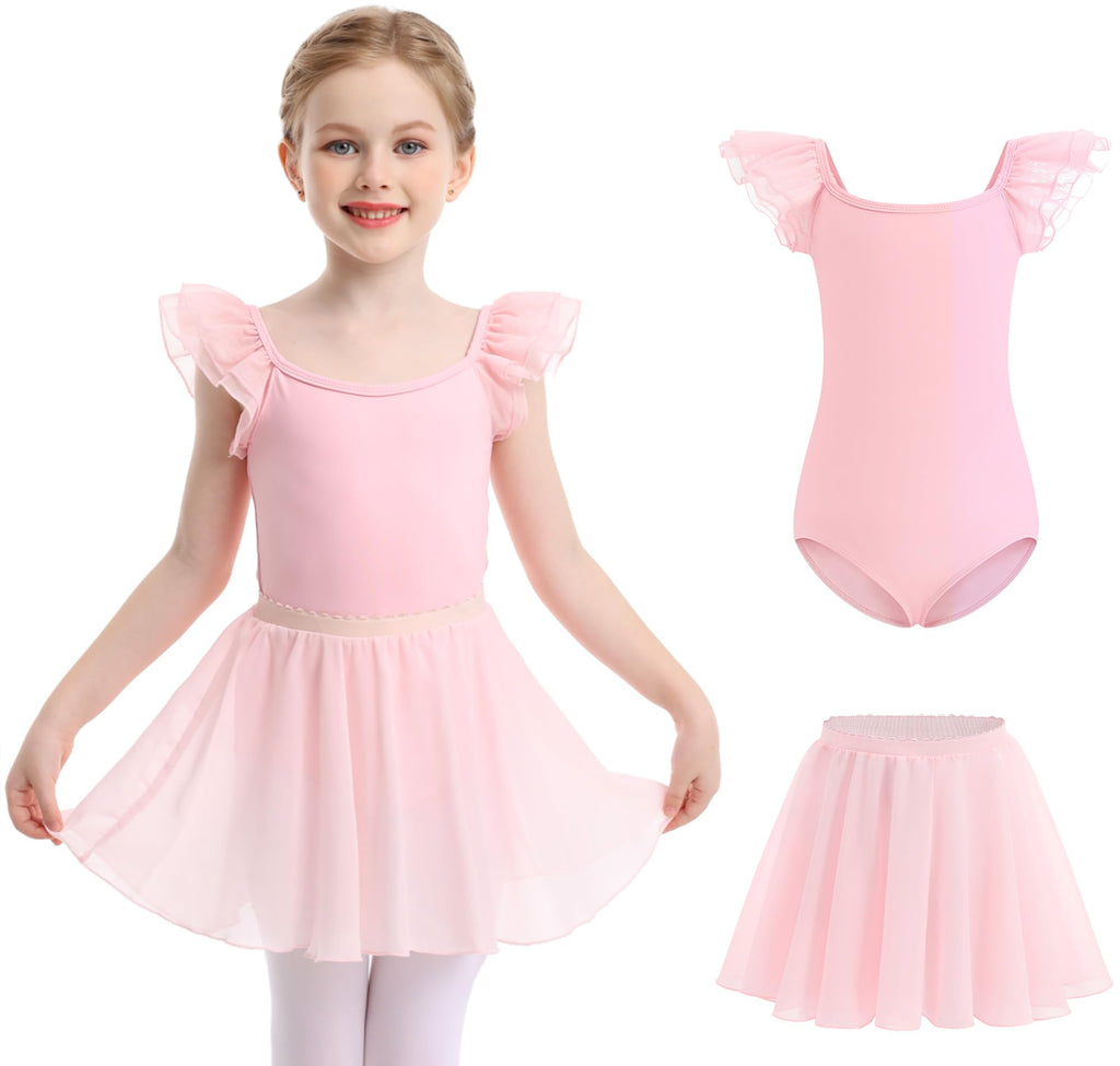 Mecceos Ballet Leotards for Girls Toddler Dance Leotards Short/Long Sleeve Skirt Ballerina Outfits