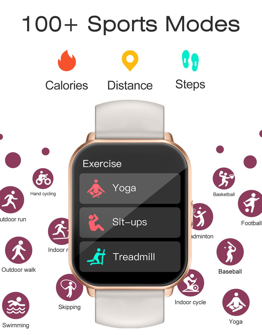 Smart Watches for Women Men (Answer/Make Calls, 3 Bands), 1.85" Fitness Tracker Watch for iPhone/Android Phones with Heart Rate Monitor Sleep/Steps Tracker 100+ Sports Pedometer Waterproof (Black)