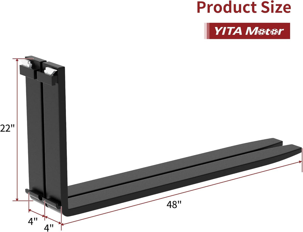 YITAMOTOR 48" Pallet Fork Blades, 4000lbs Capacity Forklift Blades for Tractors Loaders Skid Steer Attachment, 2 Packs