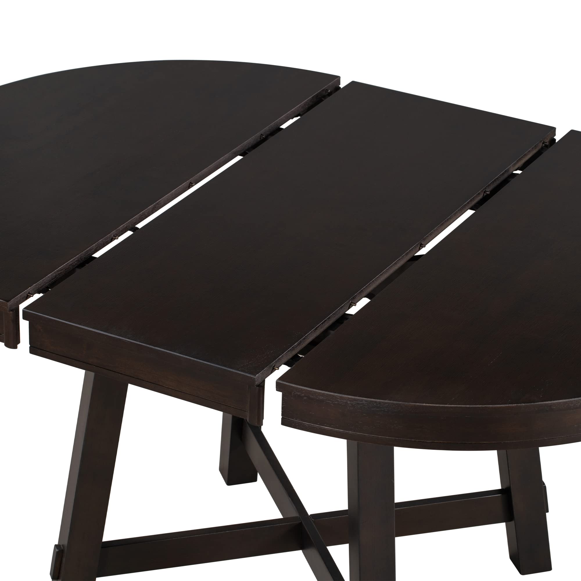 LUMISOL Round Dining Table for 4-6 People, 41"-57" Extendable Kitchen Table with 16" Removable Leaf for Small Places, Kitchen, Dining Room, Espresso