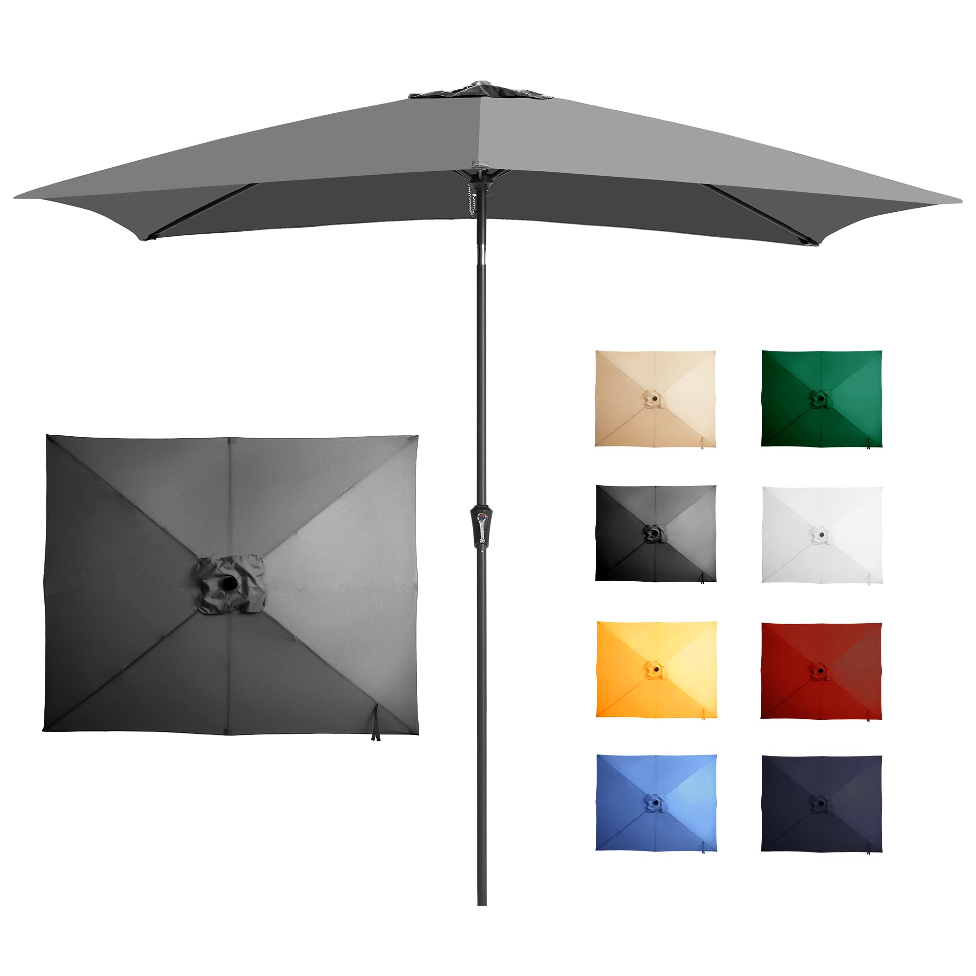 Ayge 6.5x10FT Rectangular Patio Umbrella Outdoor Table Umbrella w/Push Button Tilt & Crank Rectangle Market Umbrella UV Protection for Garden,Deck,Lawn,Yard & Pool,Beige