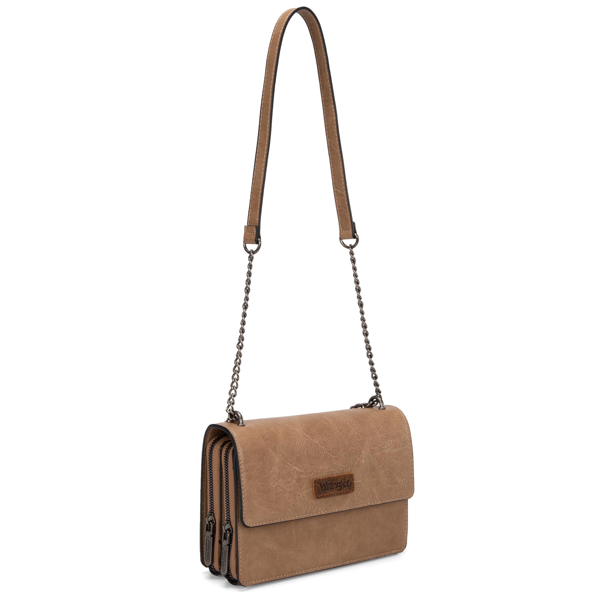 Wrangler Flap Crossbody Purse for Women Shoulder Bag Vintage Wallets with Chain Strap