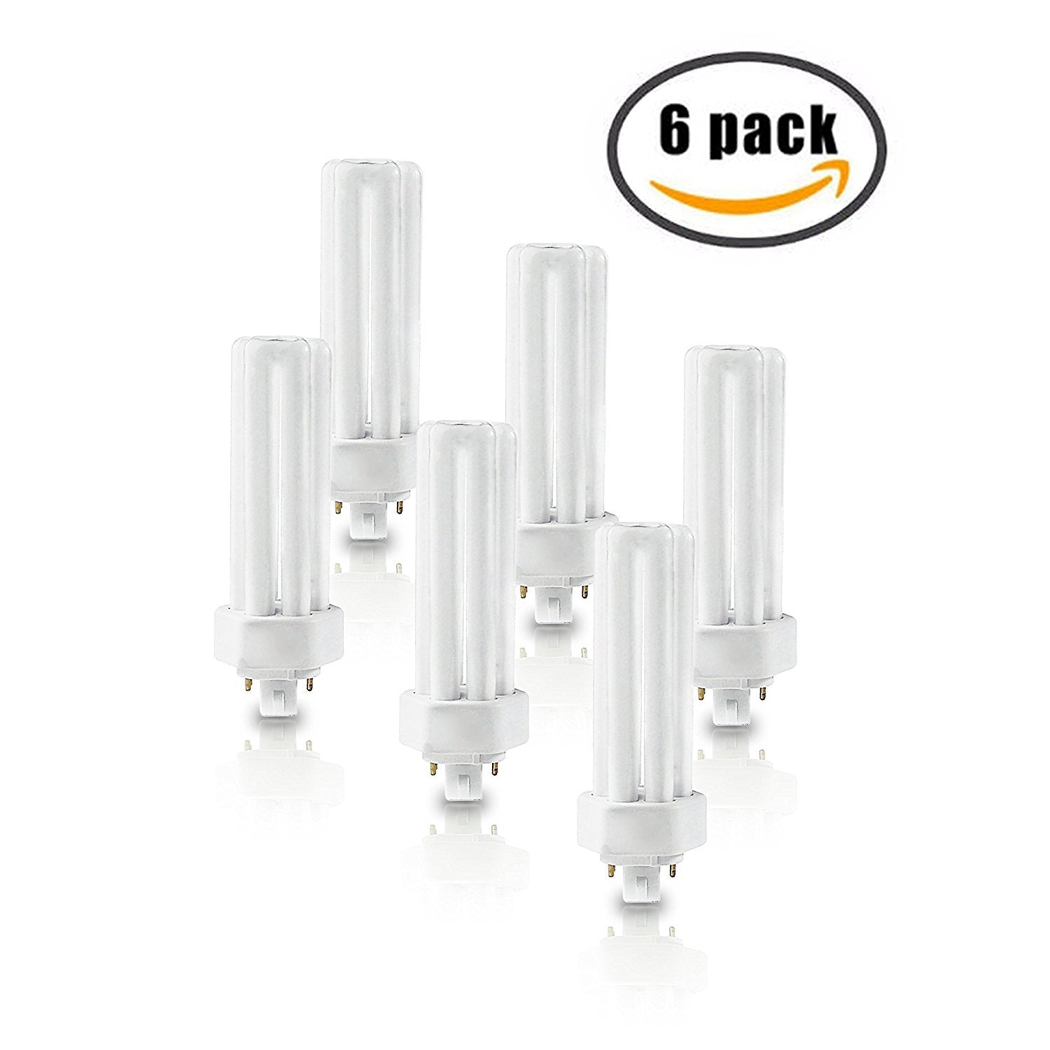 Circle PLT-26W 827 CFL Bulb, 6 Pack – 26 Watt Triple Tube, GX24q-3 4-Pin Base, 2700K Warm White – Replaces Sylvania 20879, Philips 458240, GE 97614 – Electronic Ballast, 120V
