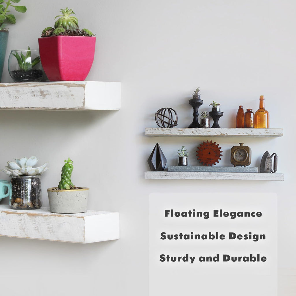 Urban Legacy Reclaimed Barnwood Planks | Floating Shelves for Wall w/Flush Mount Shelf Bracket Set Included | Set of 2 (Coffee Bean, 18"x 4.5"x 2")