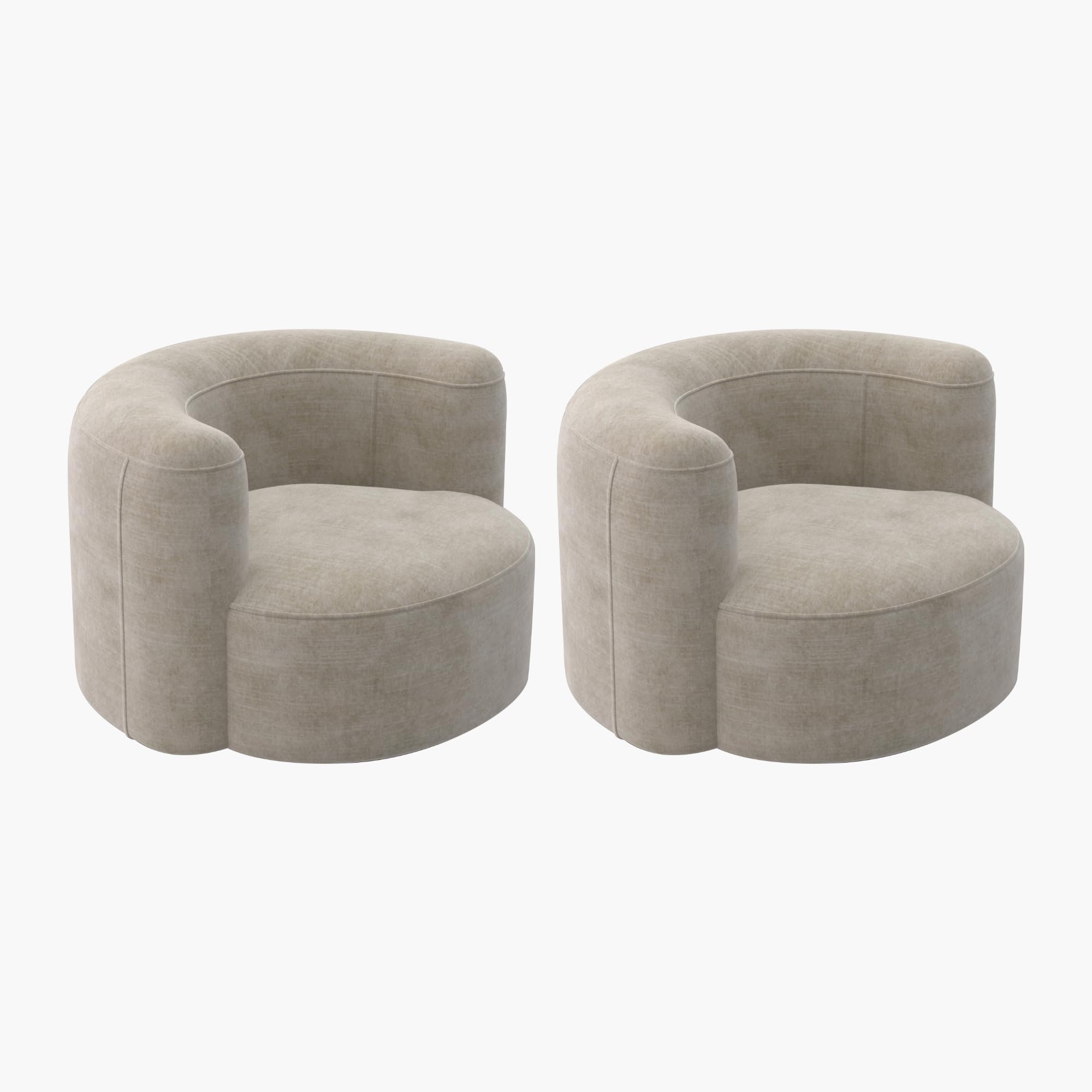 Acanva Luxury Modern Tight Curved Back Velvet Sofa, Minimalist Style Comfy Couch for Living Room Apartment Reception Space, Cream Single Chair