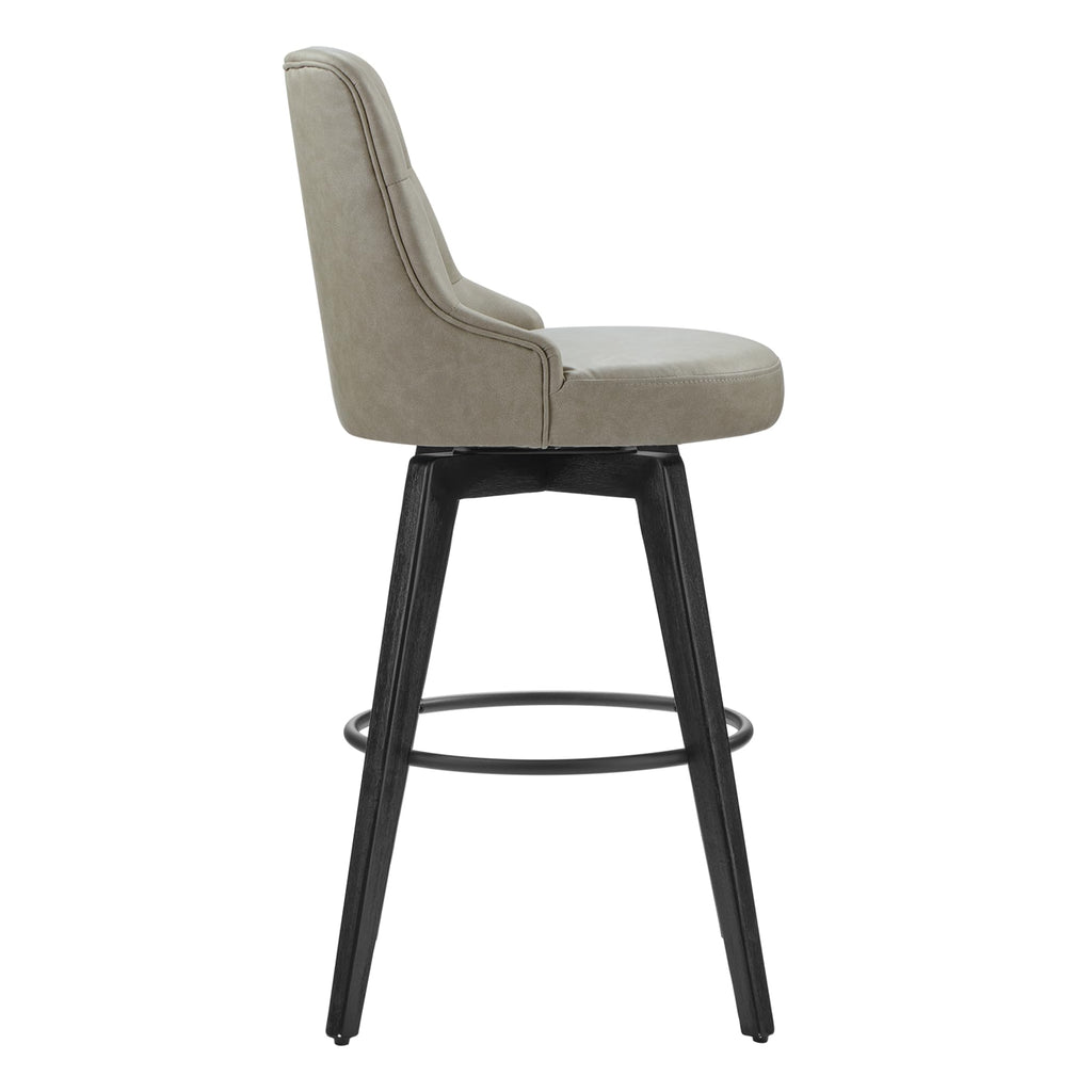 Watson & Whitely Counter Height Bar Stools, Performance Fabric Upholstered Modern Swivel Barstool with Back, Solid Wood Legs, 26" H Seat, Flint Grey