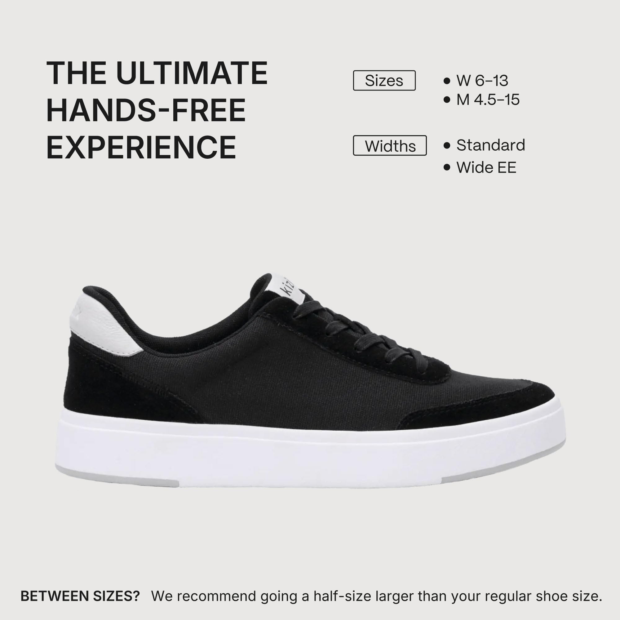 Kizik Slip On Sneakers: Prague - Court Style, 4-Way Stretch Canvas with Suede Details, Casual Shoes for Women & Men, Hands Free Convenience