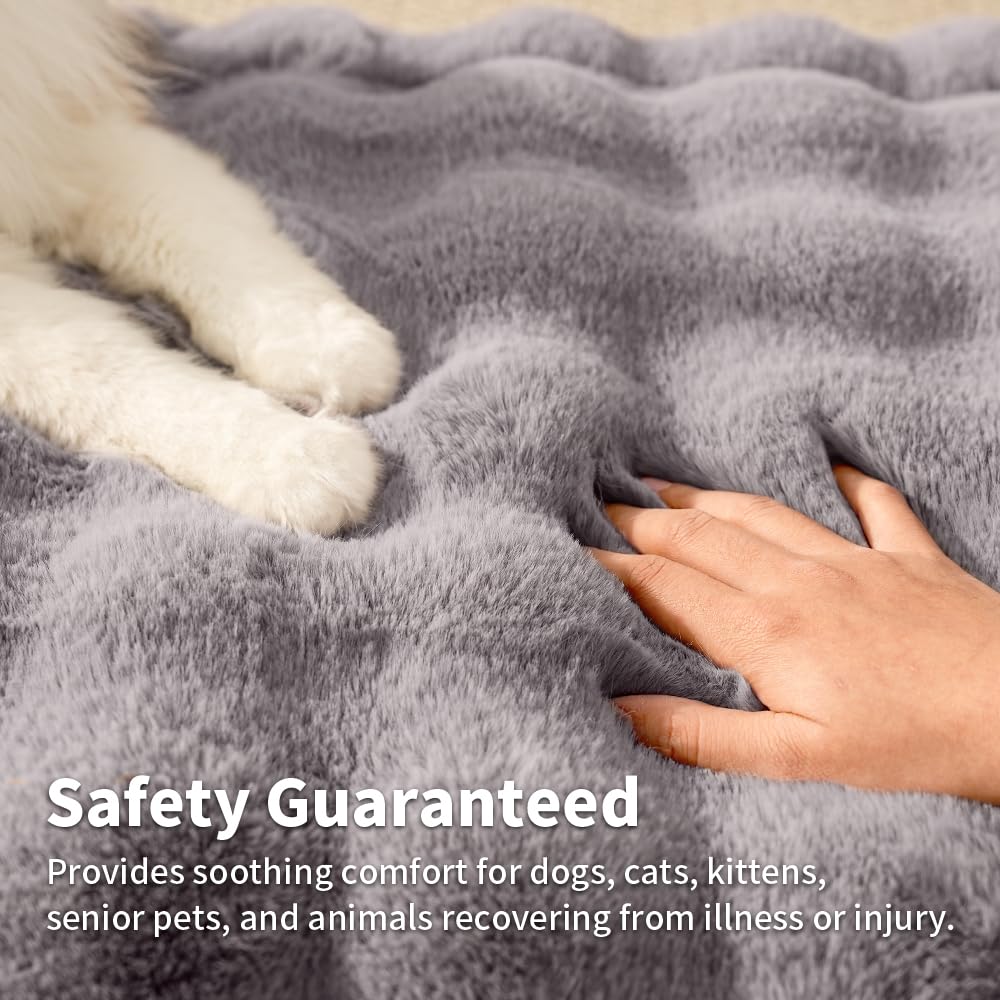 SOMAHE Cat Bed Mat, Soft Plush Faux Fur Kneading Pet Bed, Machine Washable Cat Sleeping Pad for Indoor Cats & Kittens, Non-Slip Fluffy Cat Rug for Couch Sofa Floor, 23x15 Inch Grey