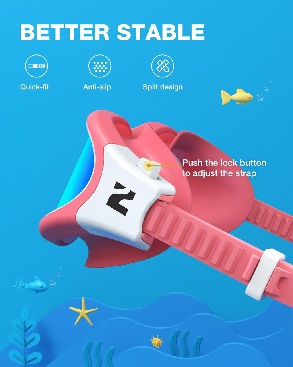 ZIONOR Kids Swim Goggles, G1MINI SE No Leak Anti-Fog Goggles for Kids 6-14, Soft Silicone Comfort Fit, Easy Adjust Strap