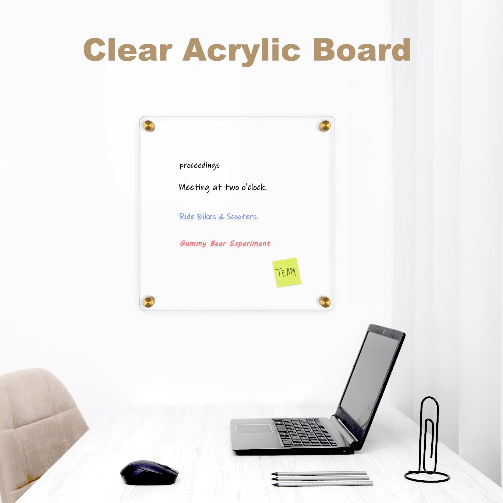Acrylic Calendar for Wall Whiteboard, 12" x 12" Weekly Clear Dry Erase Board, Small Planning Board White Board for Wall, Home, Office, School