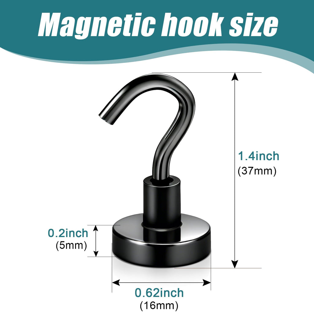 MAGXCENE 50 Pcs Magnetic Hooks Heavy Duty, 3 Different Size Strong Rare Earth Magnet Hooks for Hanging, Refrigerator, Neodymium Magnets with Hooks for Grill Kitchen Tool Storage