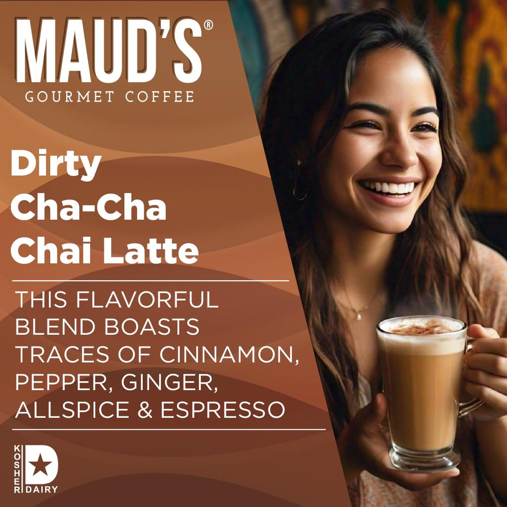 Maud's Chai Tea Latte Pods, 18 ct, Single Serve Tea Pods - 100% Gourmet Blended Tea Leaves, Compatible with Keurig K Cups Maker