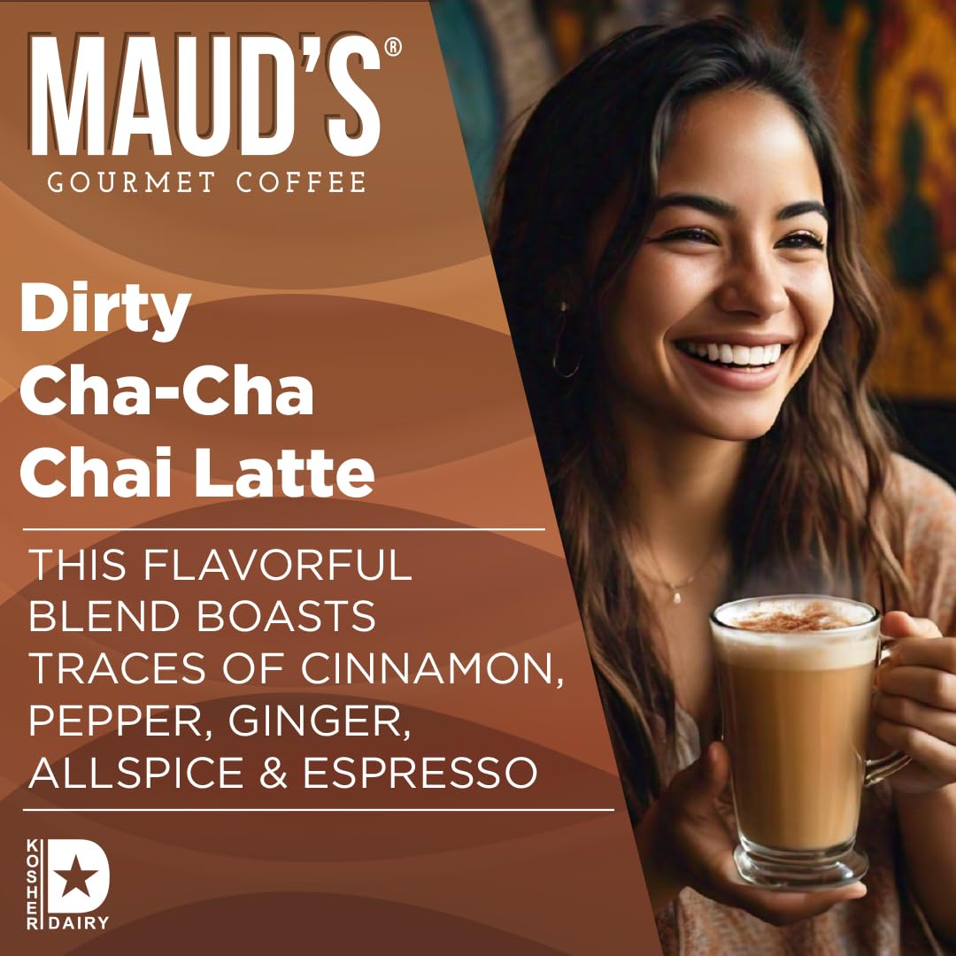 Maud's Chai Tea Latte Pods, 18 ct, Single Serve Tea Pods - 100% Gourmet Blended Tea Leaves, Compatible with Keurig K Cups Maker