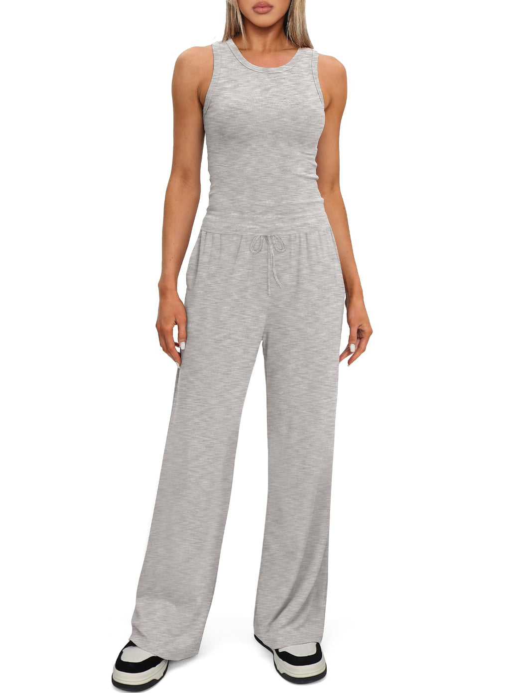 Darong Women's 2 Piece Summer Outfits Sleeveless Matching Lounge Sets