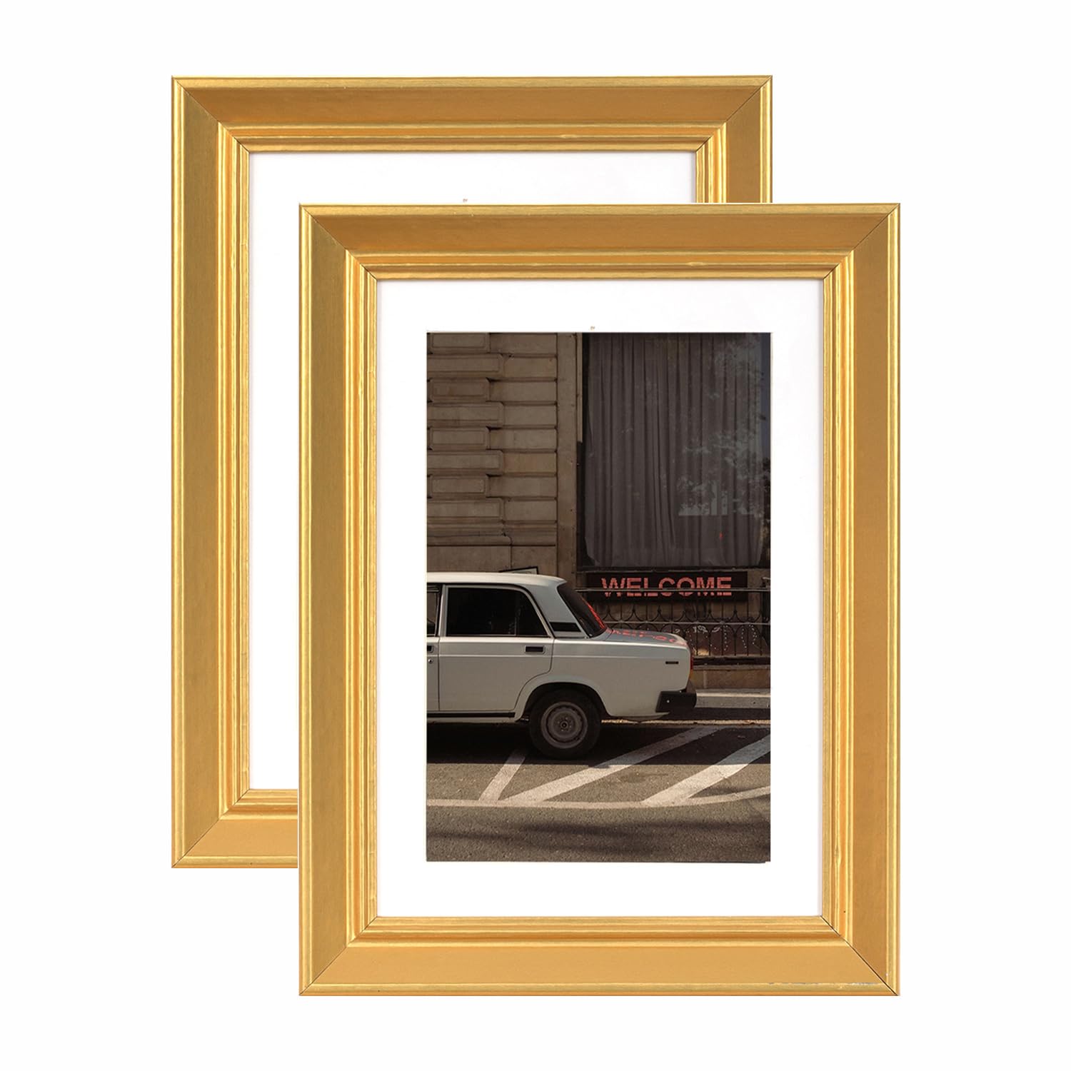 5x7 Picture Frame Gold, Display 5x7 without Mat or 4x6 with Mat, Wall Gallery Photo Frames