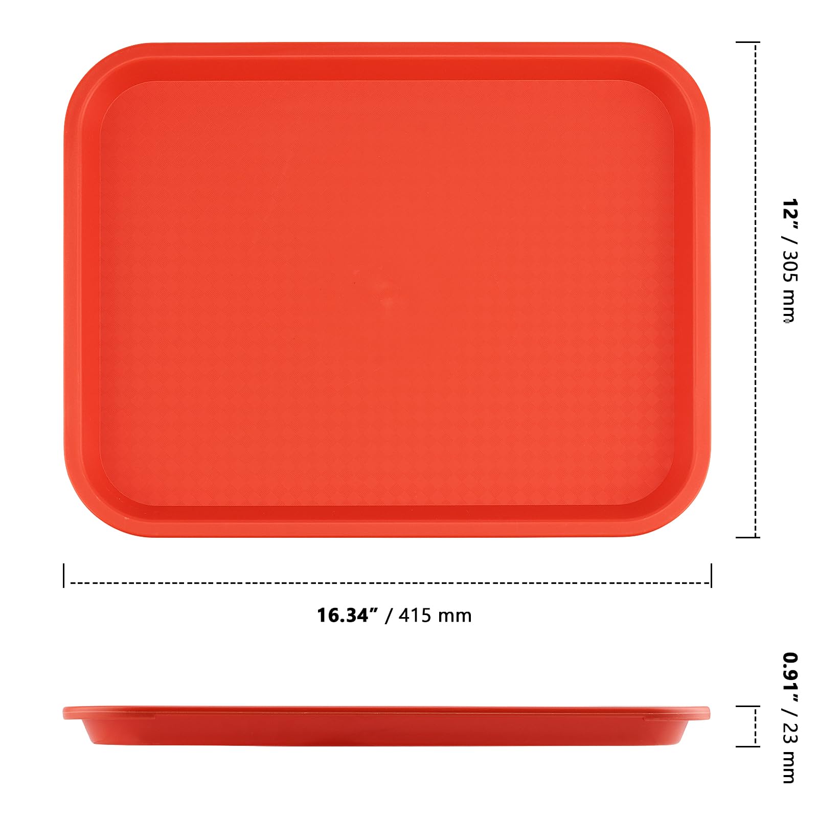 ZOENHOU 6 Pack 14 x 10 Inch Fast Food Tray, Rectangular Cafeteria Serving Trays, Plastic Trays for Food, Black