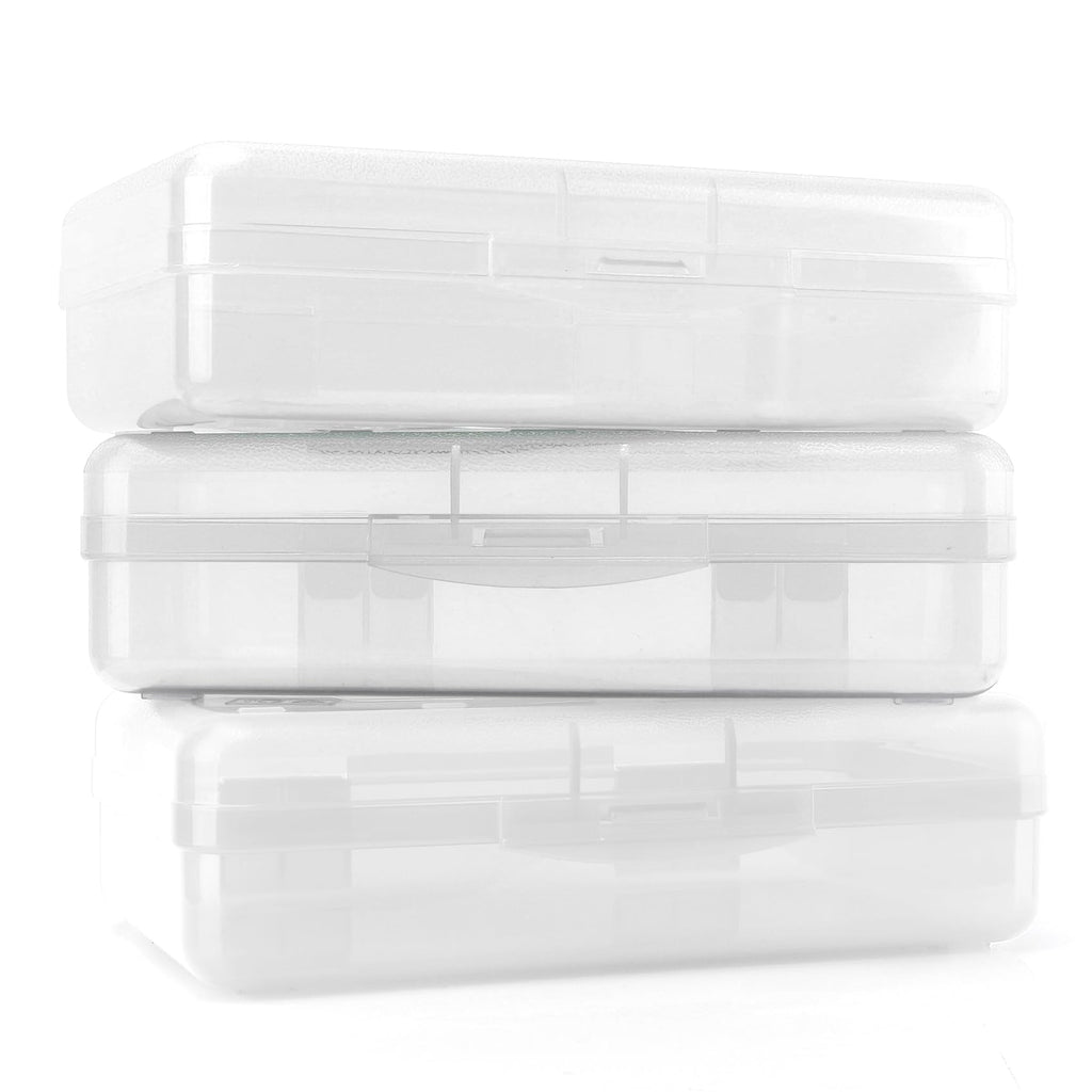 Pencil Case, Pencil Box, Clear Pencil Case, 3 Pack Plastic Pencil Case, Large Capacity Pencil Case, Crayon Box with Snap-tight Lid Stackable Design, Plastic Storage Box for School Office Supplies