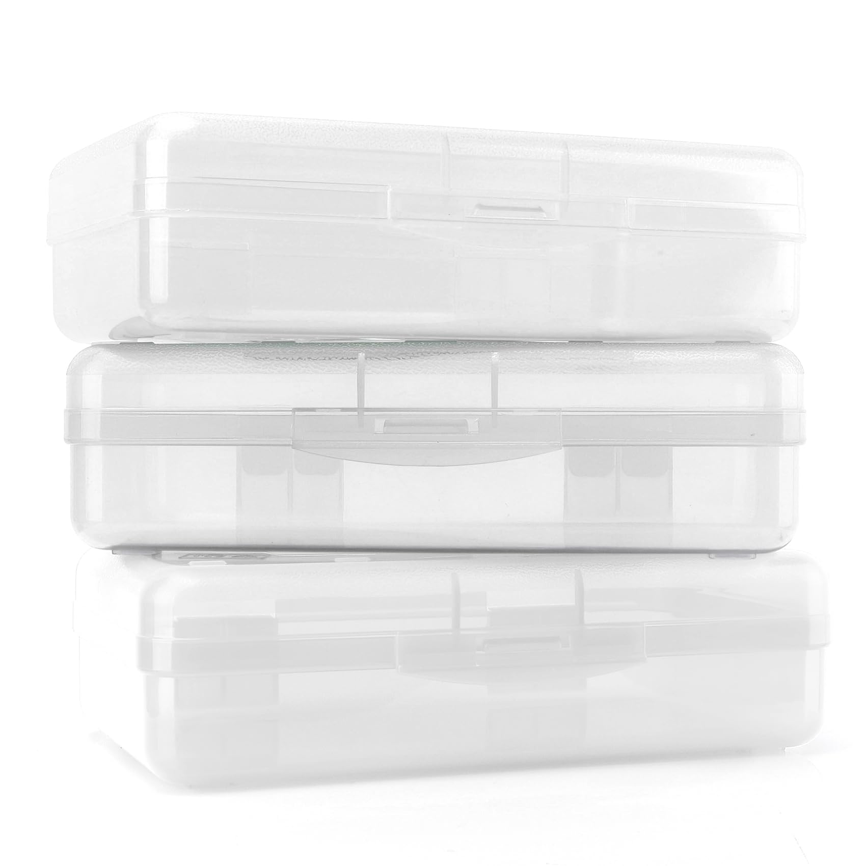 Pencil Case, Pencil Box, Clear Pencil Case, 3 Pack Plastic Pencil Case, Large Capacity Pencil Case, Crayon Box with Snap-tight Lid Stackable Design, Plastic Storage Box for School Office Supplies