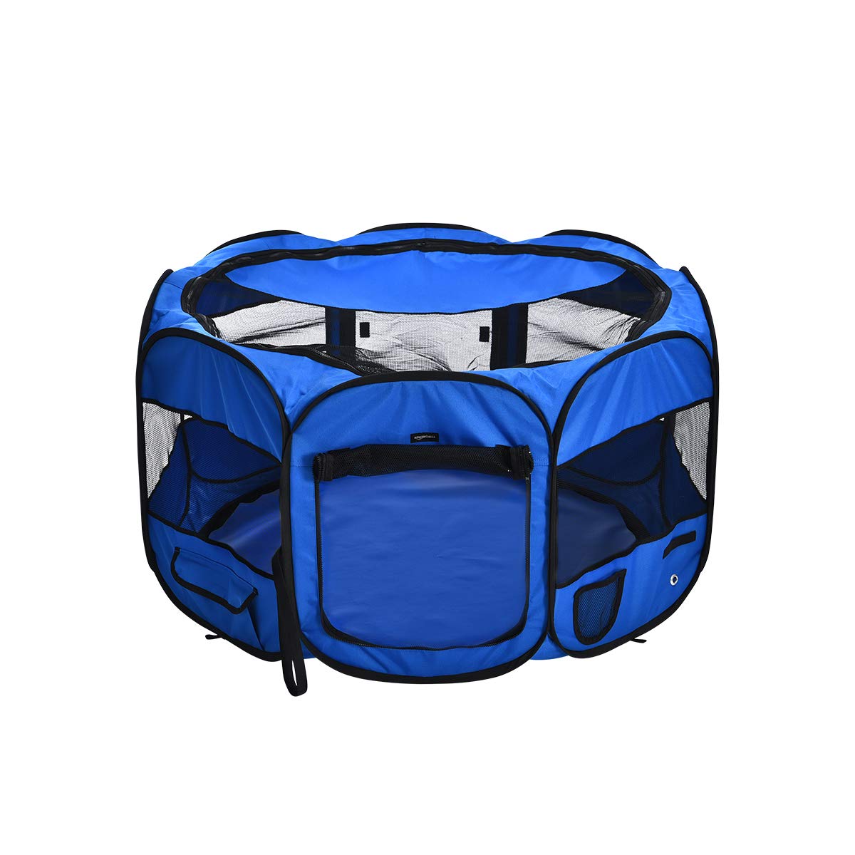 Amazon Basics Foldable Octagonal Indoor/Outdoor Portable Dog Playpen with Mesh Top, Easy to Clean and Store, 45", Blue
