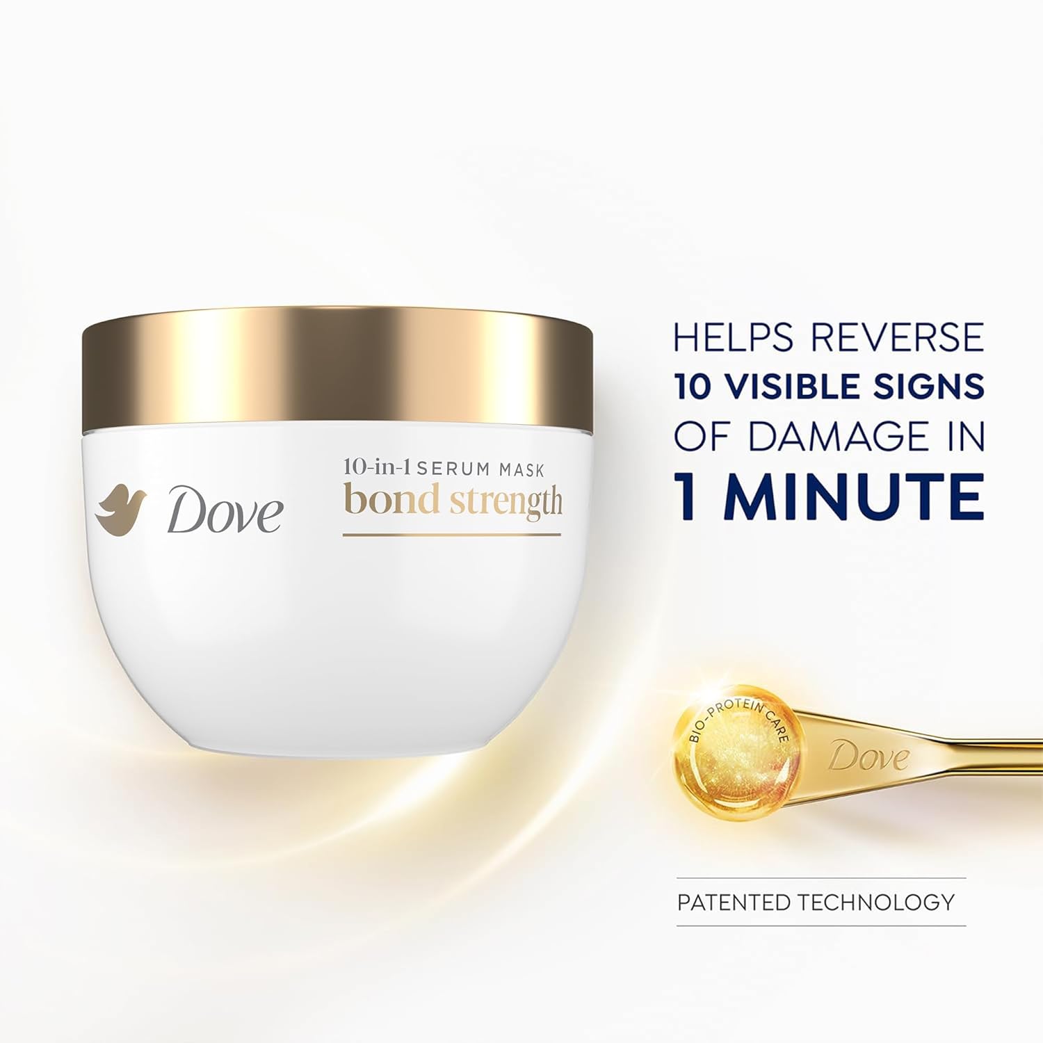Dove Bond Strength, Damage Therapy System – Shampoo, Conditioner, 10-in-1 Shield Serum & Peptide Mask, Hair Repair Treatment, Anti-Frizz (4 Piece Set)