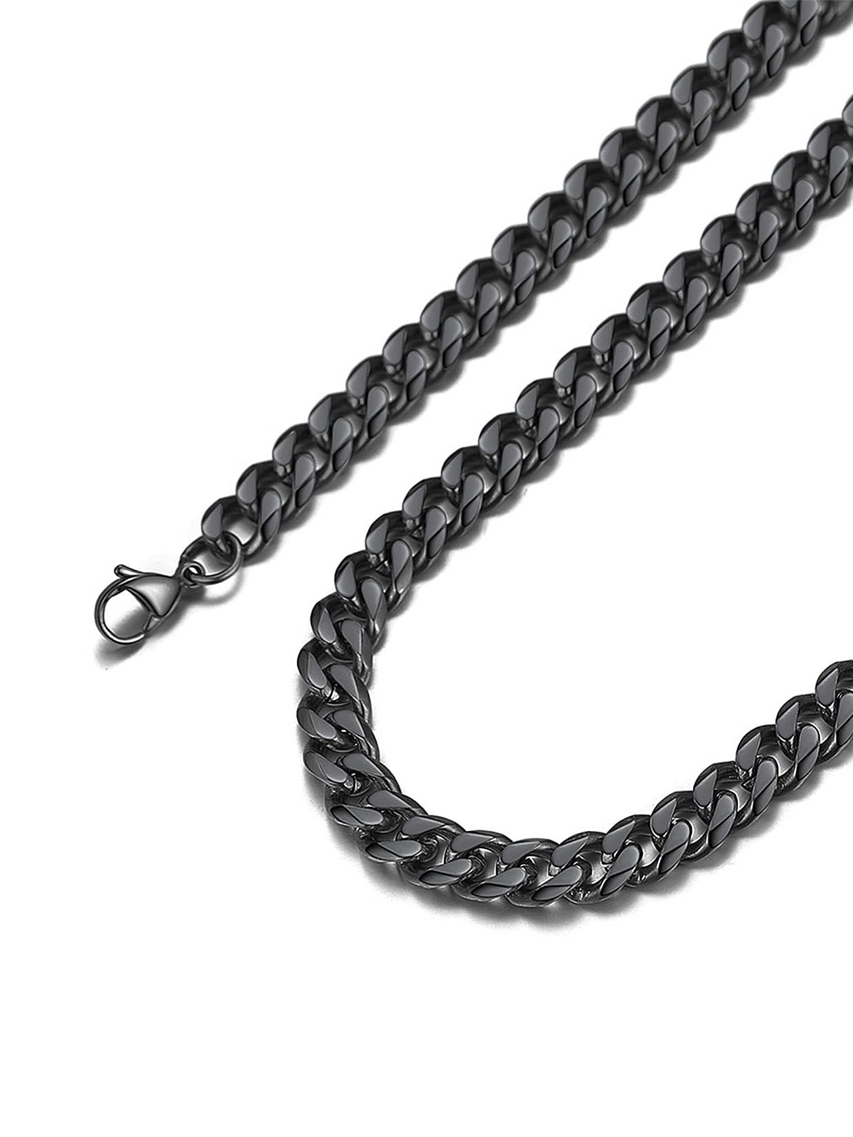 Suplight Cuban Link Chain for Men Women, 18K Gold Plated/Stainless Steel Black Miami Curb Cuban Chain Necklace, 3/6/9/12 mm 14-30 Inch Hip Hop Mens Jewelry, Send Gift Box